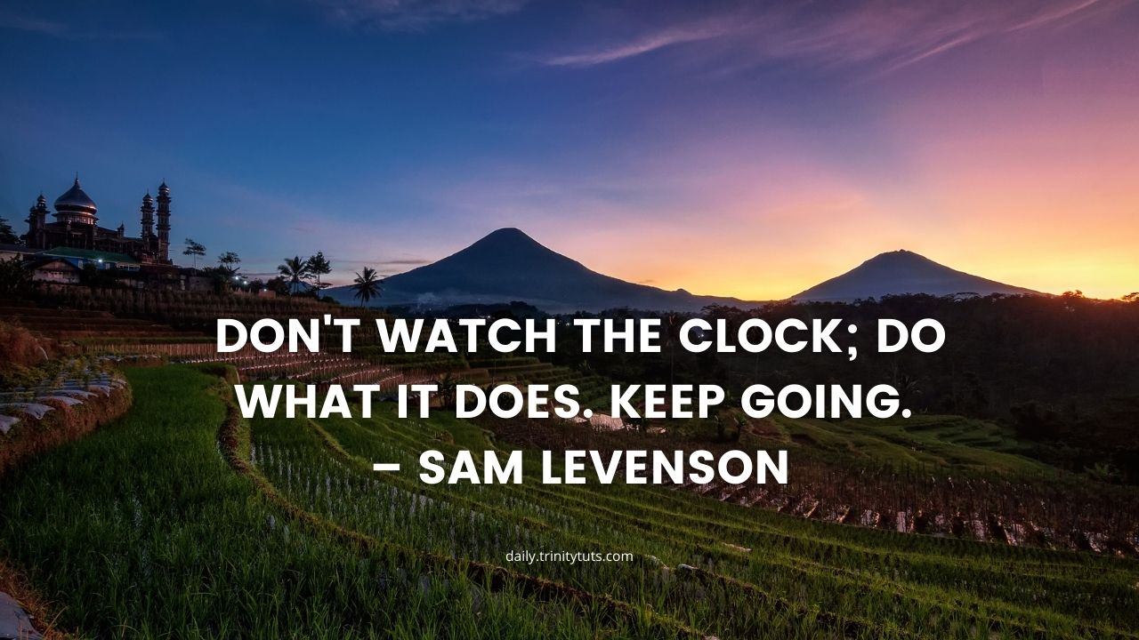 Don't watch the clock; do what it does. Keep going. – Sam Levenson