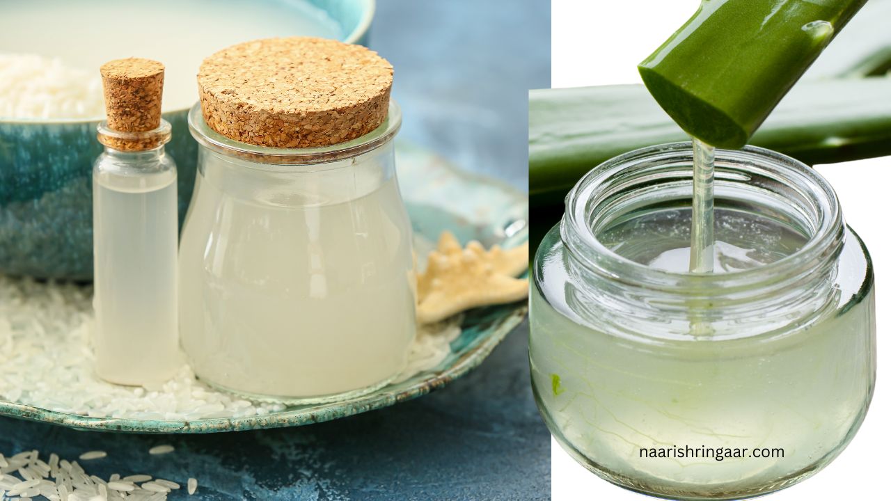 Homemade Rice Water Gel and Aloe Vera Face Cream for Glowing, Crystal-Clear Skin