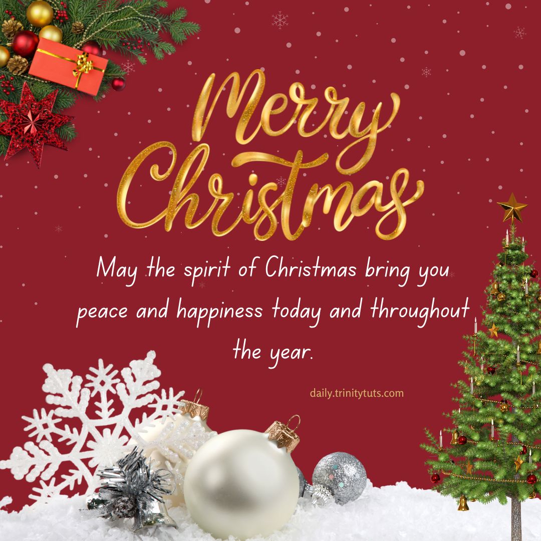 May the spirit of Christmas bring you peace and happiness today and throughout the year.