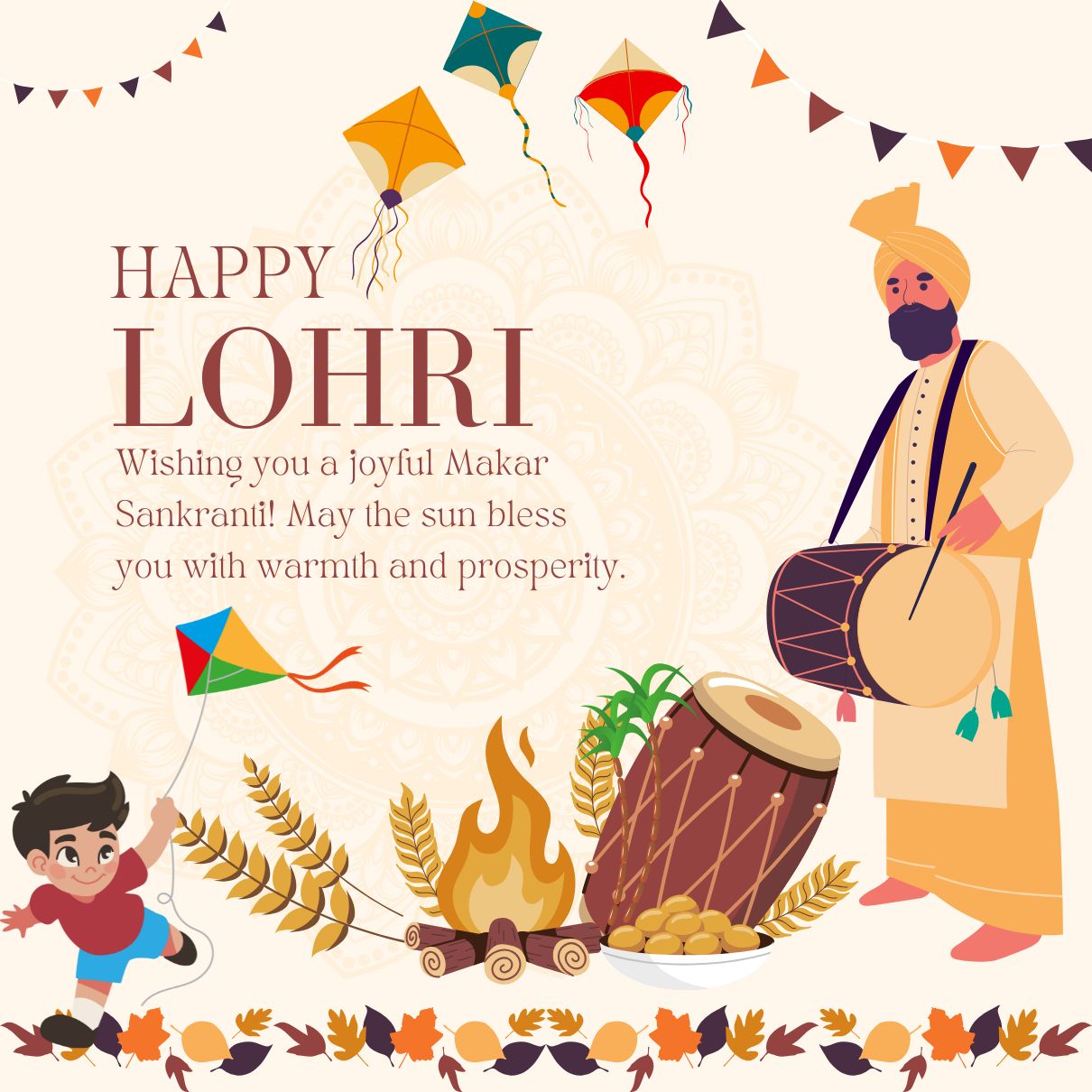 Wishing you a joyful Makar Sankranti! Happy Lohri May the sun bless you with warmth and prosperity.