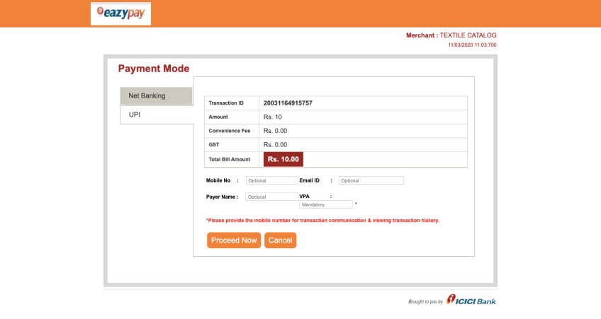 Eazypay icici bank payment gateway